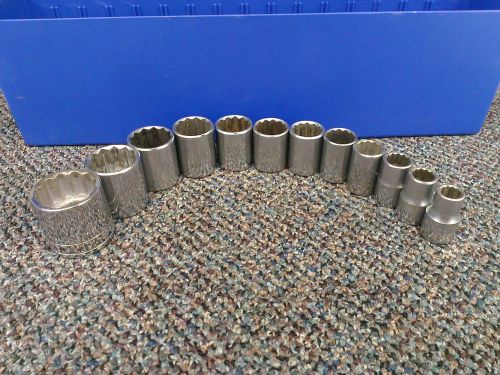 Js 12pc 1/2&#034; drive 12 point shallow socket set 7/16 - 1-1/4 for sale