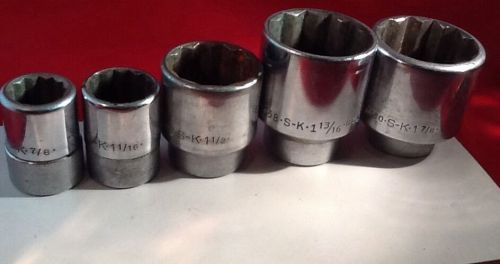 S-K 3/4 Drive Socket Lot - 5 pcs - SAE - 7/8 - 1-7/8&#034; 12pt