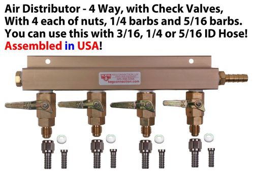 4 way CO2 Manifold Air Distributor Draft Beer MFL Check Valves (AD104Ebay)