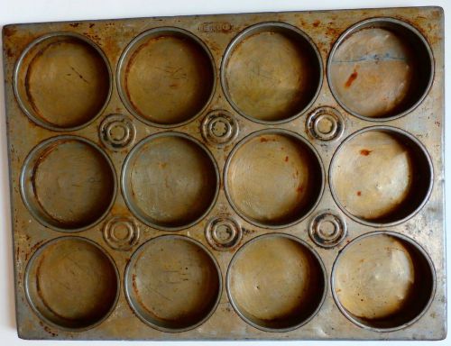 Large Vintage Steel EKCO Commercial 12 Mini Cake Pan 4&#034; Tart Heavy-Duty GC