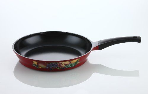 NEW Flamekiss 12&#034; Red Ceramic Coated Fry Pan by Amor?  Innovative &amp; Elegant Desi