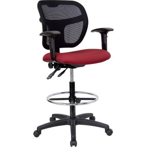 Flash furniture wl-a7671syg-by-ad-gg mid-back mesh drafting stool with burgundy for sale