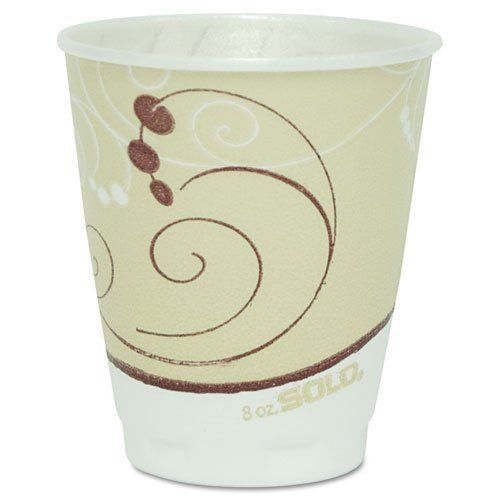 SOLO CUPS X8J8002 Symphony Design Trophy Foam Hot/cold Drink Cups, 8 Oz., Beige,