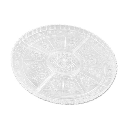 Crystalware compartment tray 16&#034; round royal industries nc 191 clr - set of 12 for sale