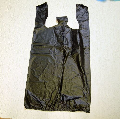1000 Qty. BLACK Plastic T-Shirt Retail Shopping Bags w/ Handles Medium