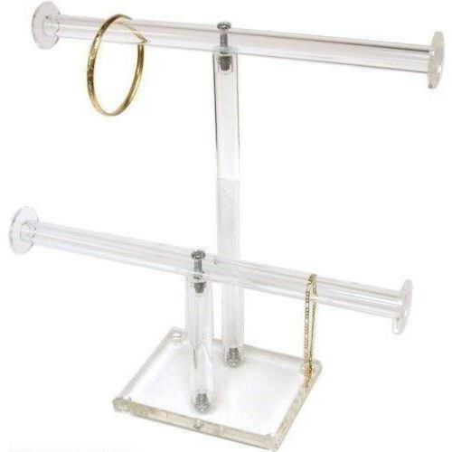 2 Tier Clear Acrylic T-Bar Chain &amp; Bracelet Display