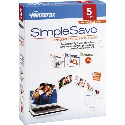 Memorex SimpleSave Photo &amp; Video Back-Up Disc, 5-PK