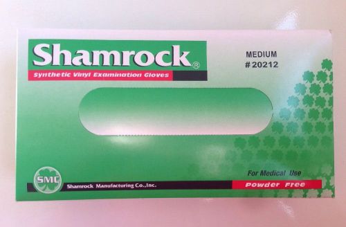 SHAMROCK POWDER FREE SYNTHETIC VINYL EXAMINATION GLOVES, ONE BOX 100 GLOVES!! M