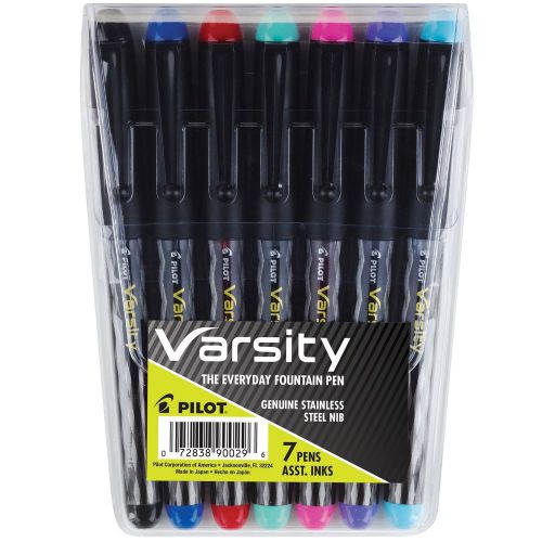 Pilot Varsity Fountain Pens, Disposable, Assorted 7/pk  Pouch (Pilot 90029)