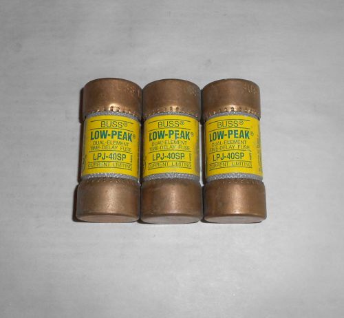 Lot Of 3 Bussmann Buss LPJ-40SP Low-Peak Dual-Element Time-Delay Fuse 40A New NB