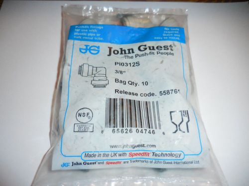 New pi0312s john guest 3/8&#034;  union elbow tube fitting 10-pk ,  free shipping!!! for sale