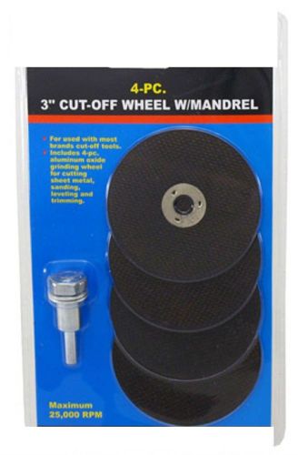 4-pc. 3&#034; Cut Off Wheel w/ Arbor Mandrel for Die Grinder, CZGW3M