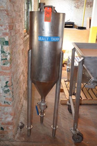 Stainless steel 30 gallon (approx.) cone bottom tank with hinged cover, con for sale