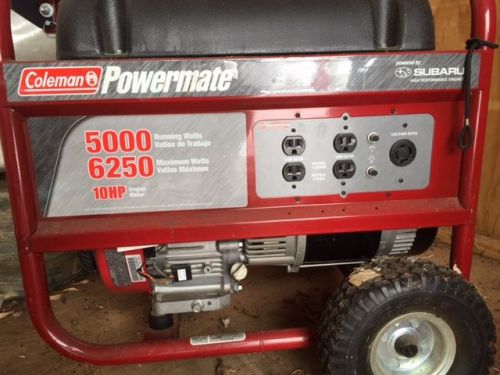 COLEMAN POWERMATE 5000 WATT GENERATOR w/ SUBARU ENGINE used 2x PM0435005 INDY