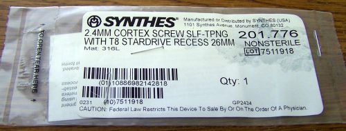 Synthes 2.4mm cortex screw self tapping ref# 201.776 for sale