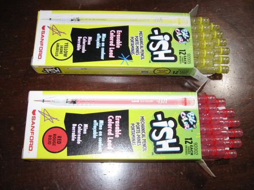 Sanford -ish mechanical pencils - 3 boxes of 12 - 0.5 lead - red &amp; yellow for sale