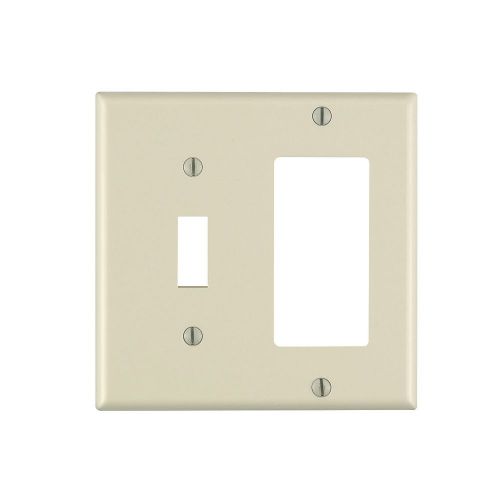 (10) Leviton 80405 2-Gang Toggle Decora/GFCI Device Combination Wallplate Almond