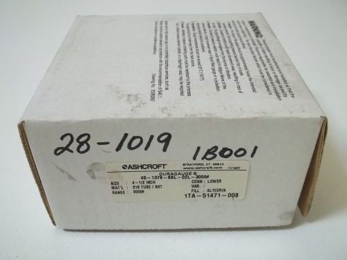 ASHCROFT 45-1379-SSL-02L-3000# DURAGAUGE 0-3000 *NEW IN A BOX*