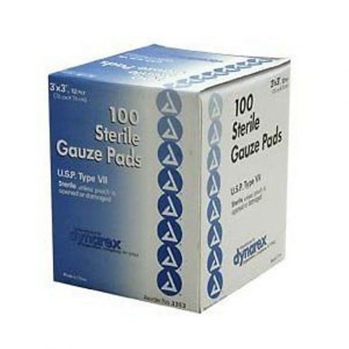 Dynarex Gauze Pads - Sterile - 3&#039;&#039; X 3&#039;&#039; - 12 ply - 100 ct