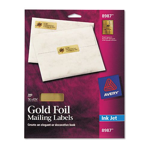 Avery Dennison Ave-8987 Glod Foil Address Label - 0.75&#034; Width X 2.25&#034;