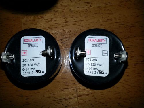 LOT OF (2) MALLORY SC110N SONALERT AUDIBLE SIGNAL  30-120 VAC NEW COND. NO BOX