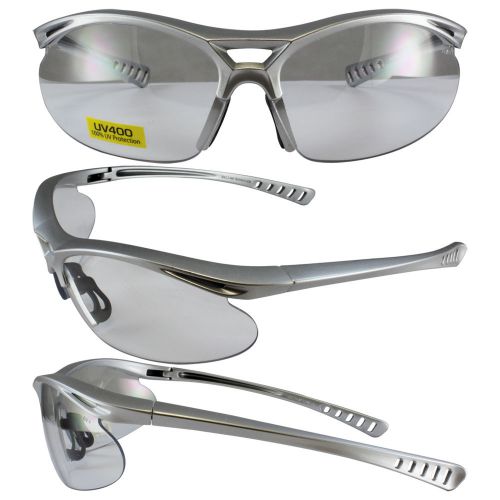 New protective lightweight safety shop glasses silver frame clear lense for sale