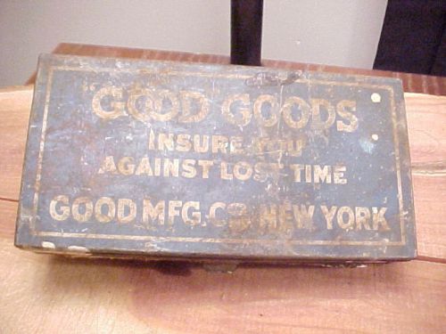 VINTAGE &#034;GOOD GOODS - GOOD MFG Co. NEW YORK SWINGING SPOUT WASHER ASSORT TIN