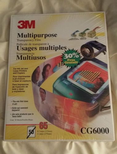 3M Multipurpose Transparency Film CG6000 65-Sheet Pack  8.5 x 11 NIP NEW Sealed