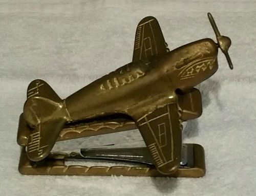 BRASS P-40 WARBIRD AIRPLANE STAPLER