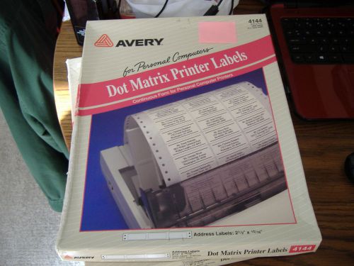 NEW OLD STOCK Avery Dot Matrix Printer Labels 4144 BOX OF 3000 LABELS