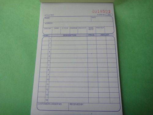 Sales Order Book Receipt Invoice Duplicate 50 sets Forms Carbonless US Seller