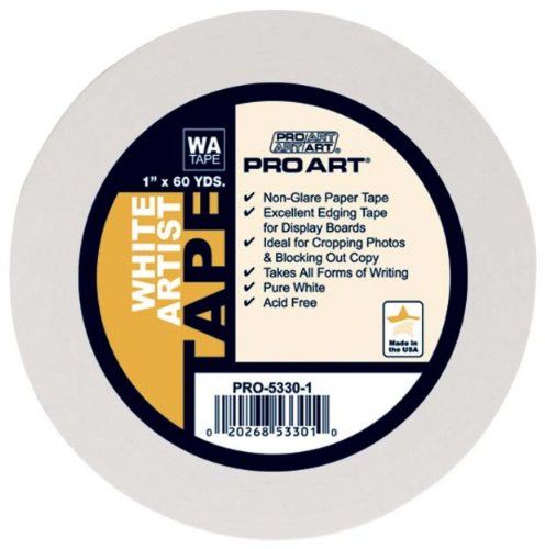 Pro art 1-inch by 60-yards white artist tape 1-inch by 60-yard for sale