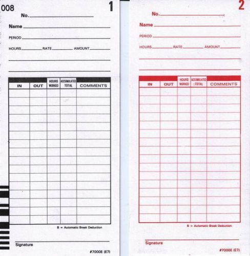 1000 E7 TIME CARDS FOR LATHEM 7000E and LATHEM 7500E CALCULATING TIME CLOCK