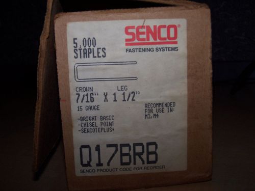 SENCO Staples 5000ct 15 GAUGE  7/16&#034; 1-1/2&#034; LENGTH CHISEL BRIGHT Q17BRB N17BRB