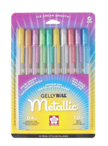 Sakura 57370 10-Piece Gelly Roll Blister Card Assorted Colors Metallic Gel In...