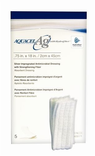 (5)Convatec 403771 AQUACEL Ag Silver Impregnated Antimicrobial Dressing 2cmX45cm