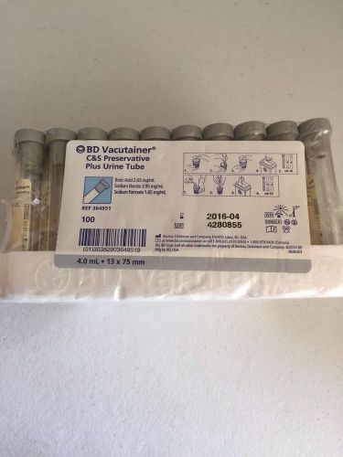 BD VACUTAINER C&amp;S PRESERVATIVE URINE TUBE 100CT