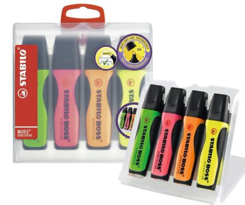 Stabilo boss executive highlighter pen 4 original 4 fluorescent colours for sale