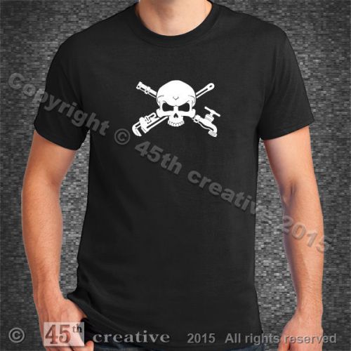 Plumber Crossbones T-shirt XL pipe wrench faucet skull plumbing tools t shirt