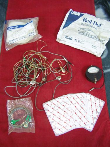 Red dot monitoring electrodes with foam tape and hook up cords vintage for sale