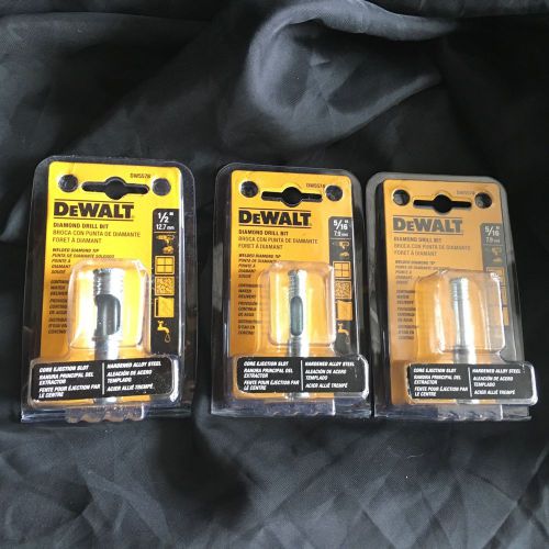 DEWALT Lot Of 3 DW5578 1/2&#034;~1, DW5574 5/16&#034;~2 Drill Bit Diamond U.S.A Seller