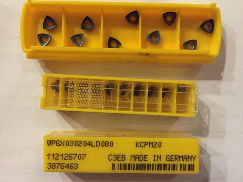 Kennametal WPGX030204LD080 Carbide Insert, Lot Of 10 Pcs