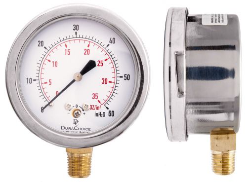 Low Pressure Capsule Gauge (Stainless Steel) - 2 1/2&#034; Face 1/4&#034; NPT - 100 inH2O