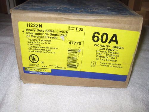 n NIB SQUARE D H222N 60 AMP 240 VAC SAFETY SWITCH SERIES F05