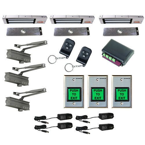 FPC-5049 3 Door Access Control Outswinging 300lb Electric Lock Door Closer Kit