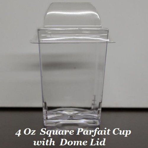 Clear Lake Enterprises Parfait Dessert Tumbler Cups with Dome Lids 4-Ounce Tr...