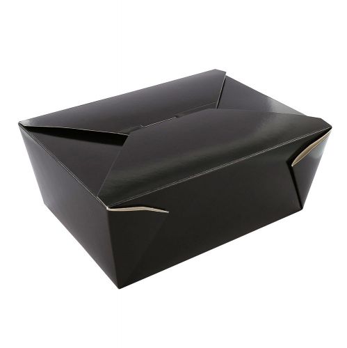 Royal 7-3/4&#034; x 5.5&#034; x 3.5&#034; #4 Black Folded Takeout Box, Package of 160, FTB4BK