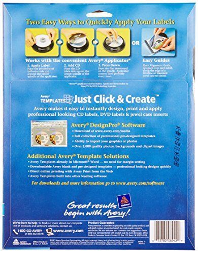 Avery CD Labels, Inkjet Glossy, 20 Pack, White 8942