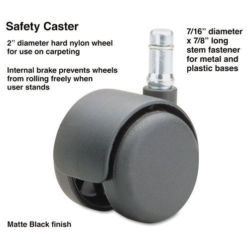 Safety casters, 100 lbs./caster, nylon, b stem, hard, 5/set for sale