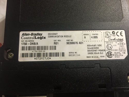 Allen Bradley Control Logix 1756-DNB/A Communication Module  E